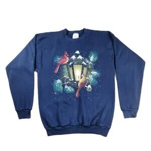 COTTON GROVE DESIGNS CARDINAL CHRISTMAS WINTER GRANDMA SWEATER 90S VINTAGE